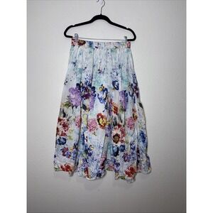 Take Two Vintage Bohemian Floral Midi Skirt, Crinkle, Lining 80-90's Size Medium